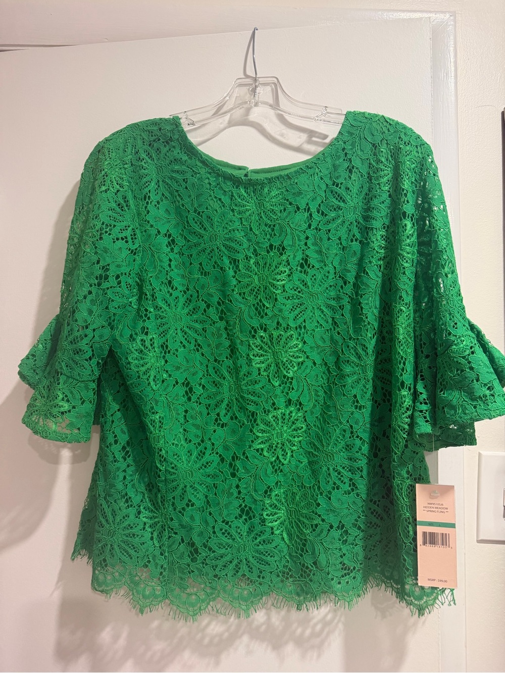 NWT Nanette Lepore Green Lace top